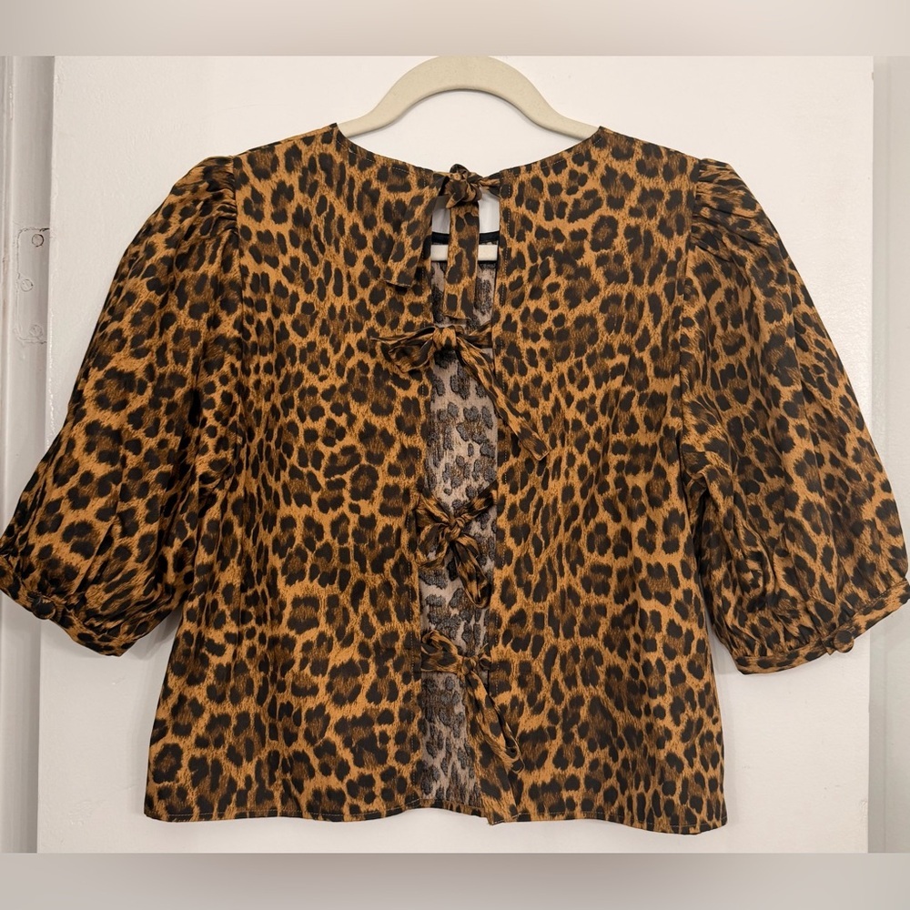 NWT Sezane Lorenz Leo Leopard Nevada Print Blouse Size US 4/FR36 - Picture 5 of 9